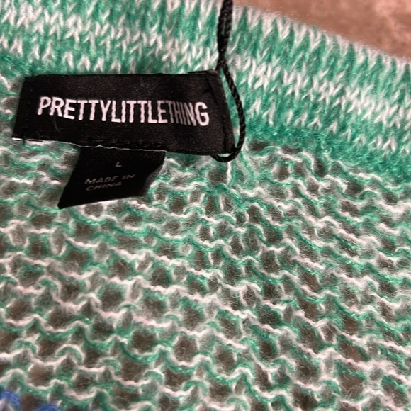 PRETTY  LITTLE THING   Striped Knit Skirt - Green and Blue NWT  sheer ,open knit - Picture 10 of 10